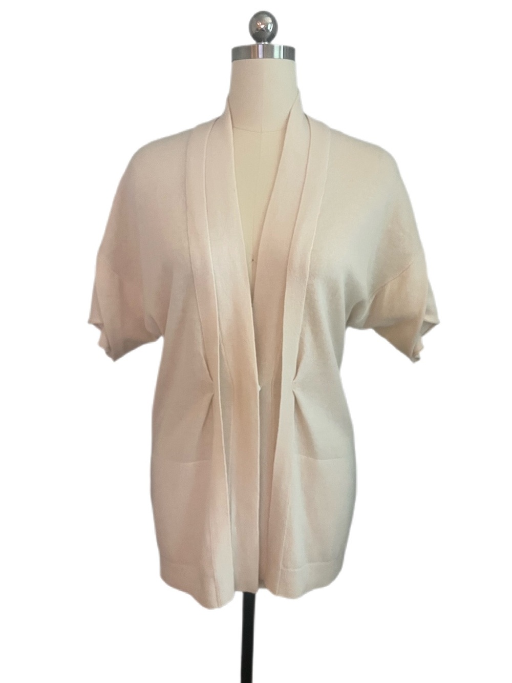 Etcetera Light Cream Short Sleeve Merino / Cashmere with Pleat Details